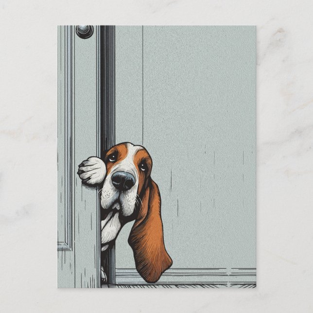 Adorable Basset Hound Dog Wall Art Postcard (Front)