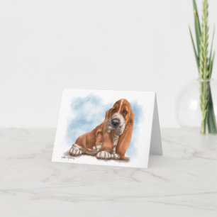 Adorable Basset Hound Puppy Cartoon Thank You Card