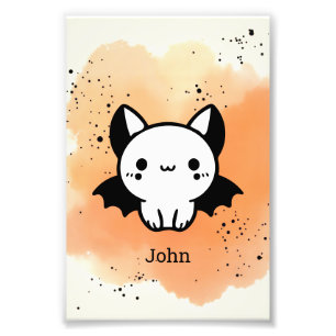 Adorable Bat Buddy - Kawaii Minimalist Nursery Art Photo Print