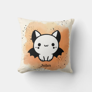 Adorable Bat Buddy - Kawaii Minimalist Nursery Art Throw Pillow