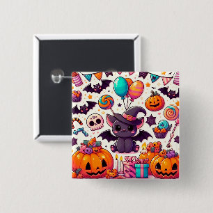Adorable bat kawaii halloween 2 inch square button