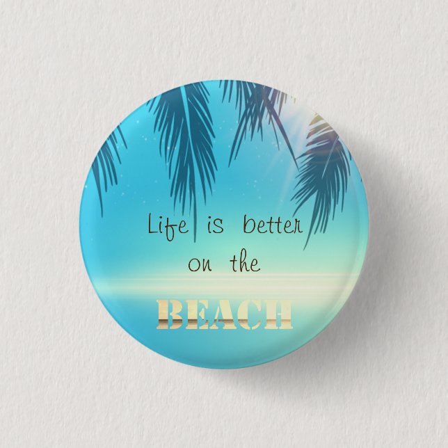 Adorable Beach Palm Leaves  1 Inch Round Button (Front)