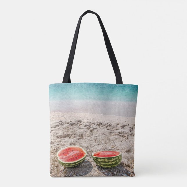Adorable Beach Watermelon-Personalized Tote Bag (Back)