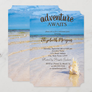 Adorable Beach,Waves,Seashells Retirement Party Invitation