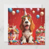 Adorable Beagle Dog Celebrating Birthday