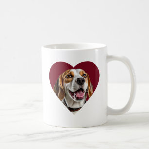 Adorable Beagle in Heart Shape Design Coffee Mug