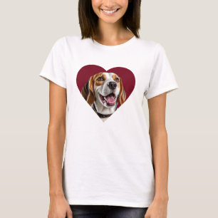 Adorable Beagle in Heart Shape Design T-Shirt