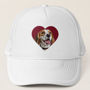 Adorable Beagle in Heart Shape Design Trucker Hat