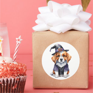 Adorable Beagle Puppy Halloween Spooky Season Classic Round Sticker