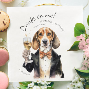 Adorable Beagle Waiter Watercolor Customizable Napkin
