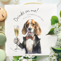 Adorable Beagle Waiter Watercolor Customizable