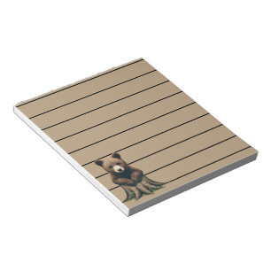 Adorable Bear Cub Sitting on Tree Stump  Notepad