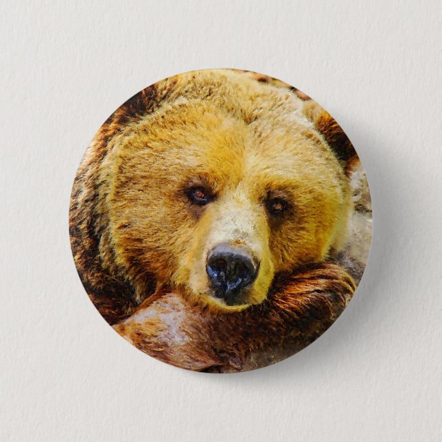 Adorable Bear Face Woodland Animal 2 Inch Round Button (Front)