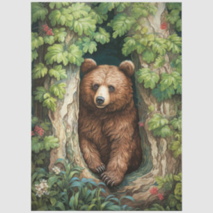 Adorable Bear in The Forest Decoupage  Tissue Paper