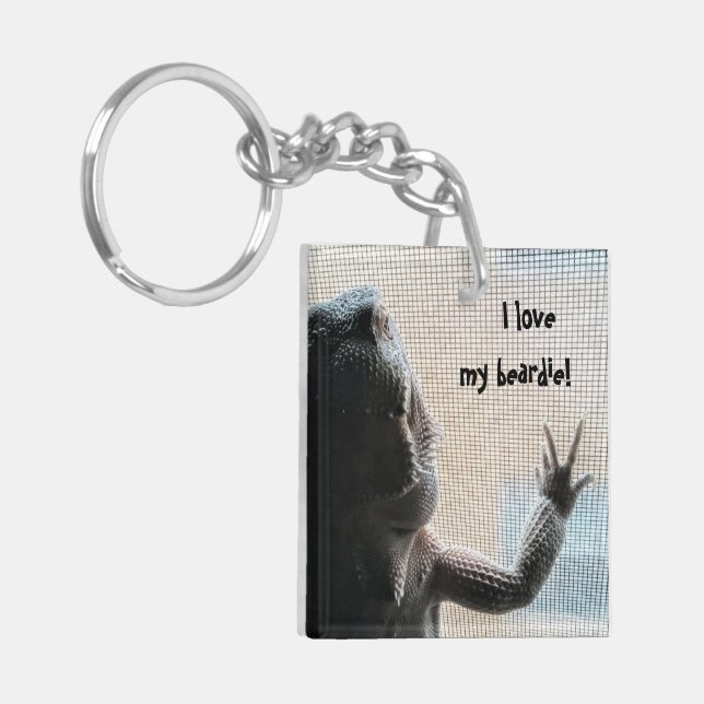 Adorable Bearded Dragon Picture Keychain (Front Left)