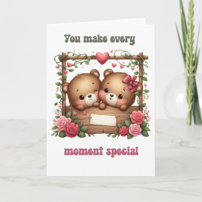 Adorable Bears Valentine's Card - Heartfelt Moment (Front)