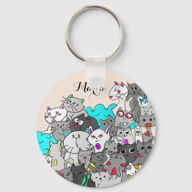 Adorable Beautiful Cute Cats Keychain (Front)
