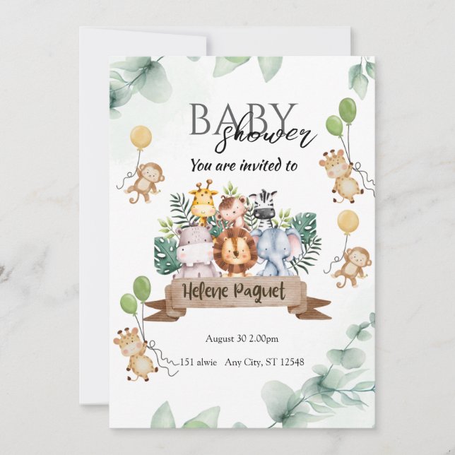Adorable bébé douche Invitations pour un mémorable (Devant)