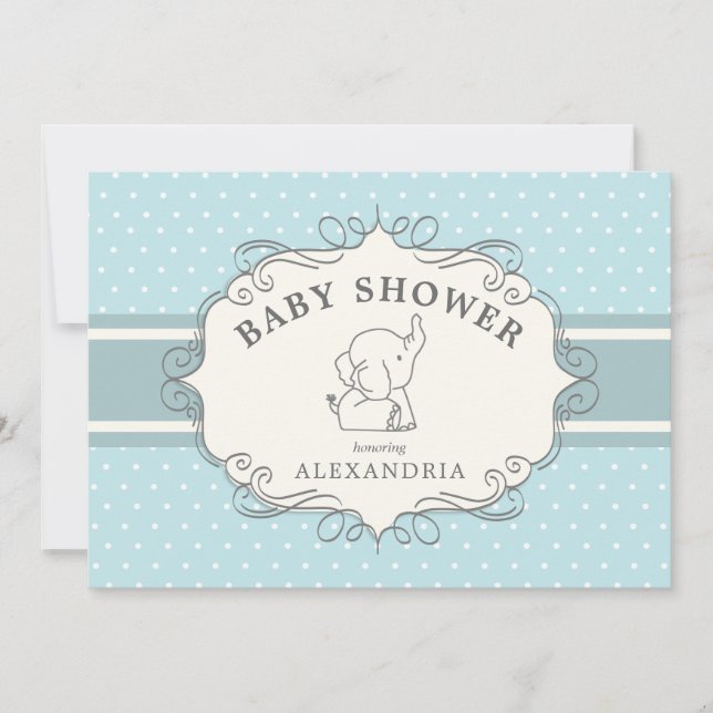 Adorable bébé éléphant | Invitation Baby shower (Devant)