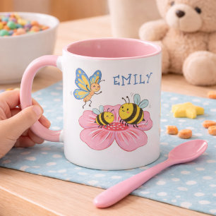 Adorable Bee And Butterfly Kids Mug