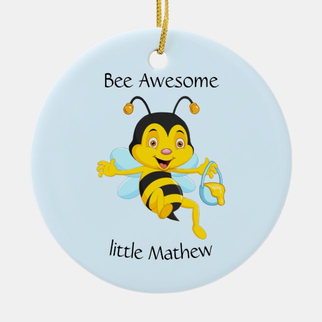 Adorable Bee Boy Cartoon Ceramic Ornament (Front)