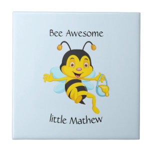 Adorable Bee Boy Cartoon Tile