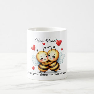 Adorable Bee Couple in Love with Hearts Coffee Mug