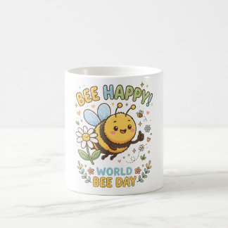 Adorable "Bee Happy!" Illustration for World Bee D Coffee Mug