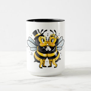 Adorable bee lovers sharing a sweet slow dance mug