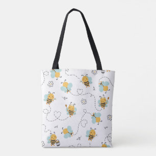 Adorable Bee Pattern Tote Bag – Playful Honeybee