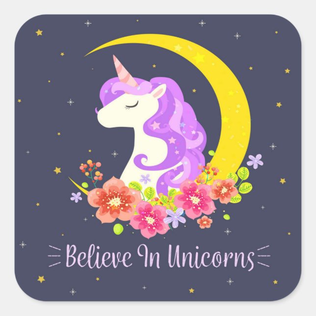 Adorable Believe in Unicorns Sticker Seal (Front)
