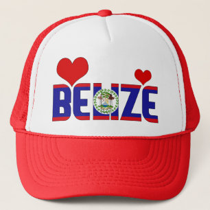 Adorable Belize Flag Hearts Patriotic Trucker Hat