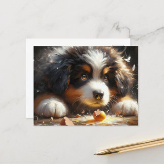 Adorable Bernese Mountain Dog Puppy Broken Egg Postcard