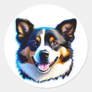 Adorable Bernese Puppy Happy Dog Design Classic Round Sticker