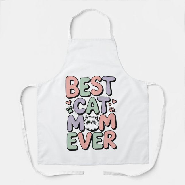 Adorable Best Cat Mom Ever All-Over Print Apron (Front)