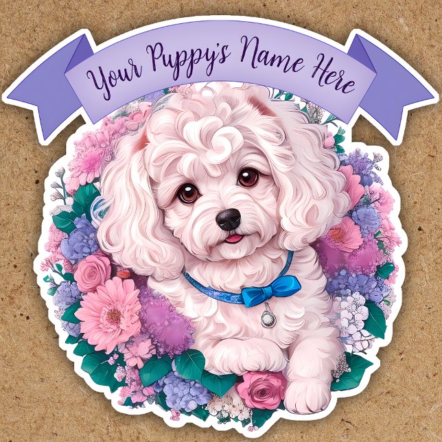 Adorable Bichon Frisé, assorted flowers custom (Creator Uploaded)