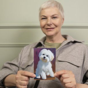 Adorable Bichon Havanese Puppy Watercolor Card