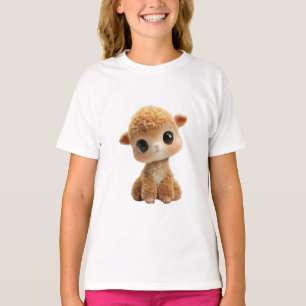 Adorable Big Eyed Fluffy Brown Alpaca Kids T-Shirt
