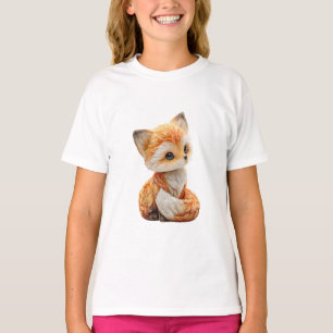 Adorable Big Eyed Stylized Baby Red Fox Kids T-Shirt