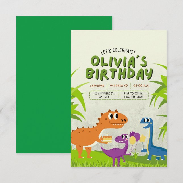 adorable birthday card features cartoon (Front/Back)