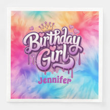 Adorable Birthday Girl Paper Napkin