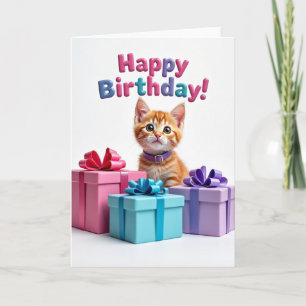 Adorable Birthday Kitten Gifts Card
