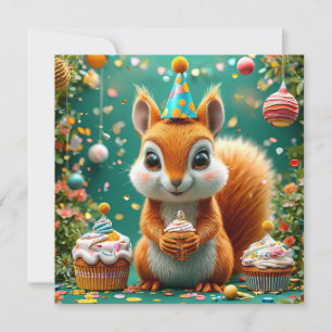 Adorable birthday Squirrel Invitation