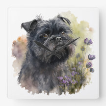 ADORABLE BLACK AFFENPINSCHER DOG WITH FLOWERS