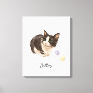 Adorable Black And White Cat Named Butters Canvas Print