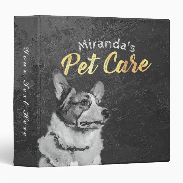 Adorable Black and White Dog Oil Painting Binder (Front/Spine)