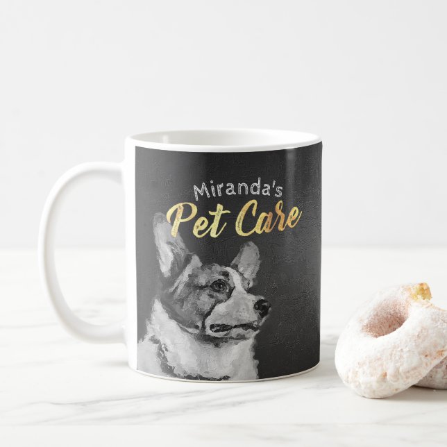 Adorable Black and White Dog Oil Painting Mug (With Donut)