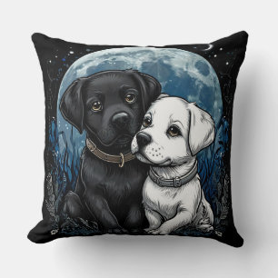 Adorable Black and White Puppies Throw Pillow