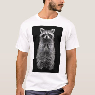 Adorable Black and White Raccoon Standing T-Shirt