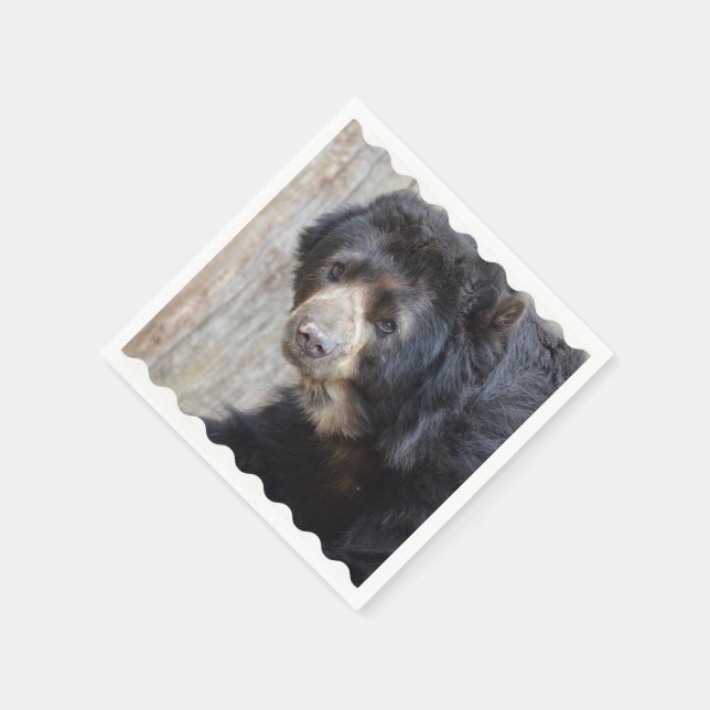 Adorable Black Bear Napkin (Corner)